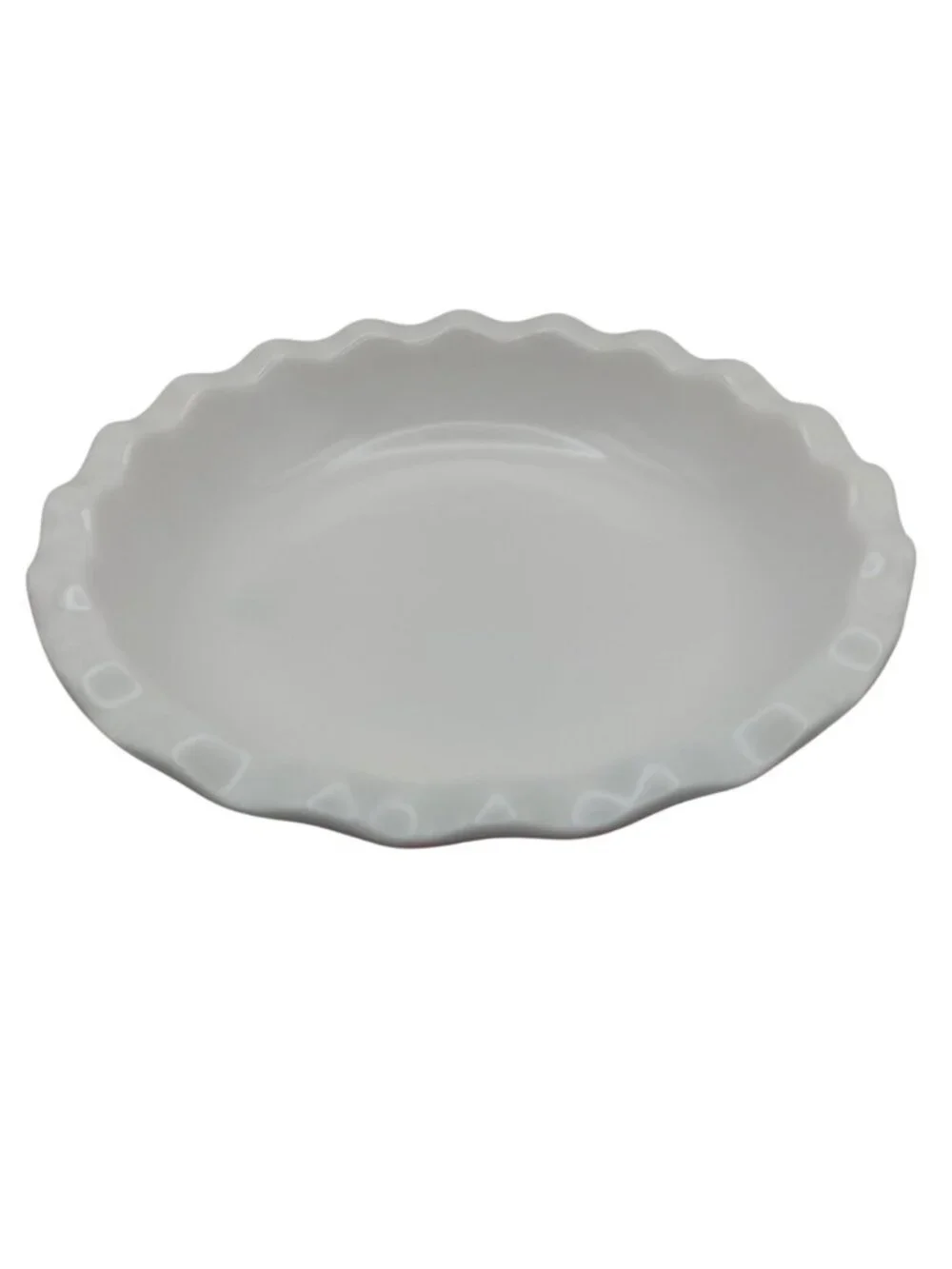 Scalloped Stoneware Pie Dish Red & White Microware Oven Freezer Dishwasher Safe
